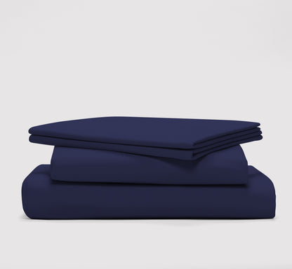 OVERSTOCK Percale 300 Deluxe Sheet Set (Navy/White)