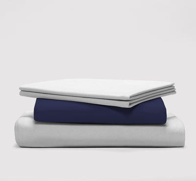 OVERSTOCK WHITESALE Percale Deluxe Sheet Set (Navy/White)