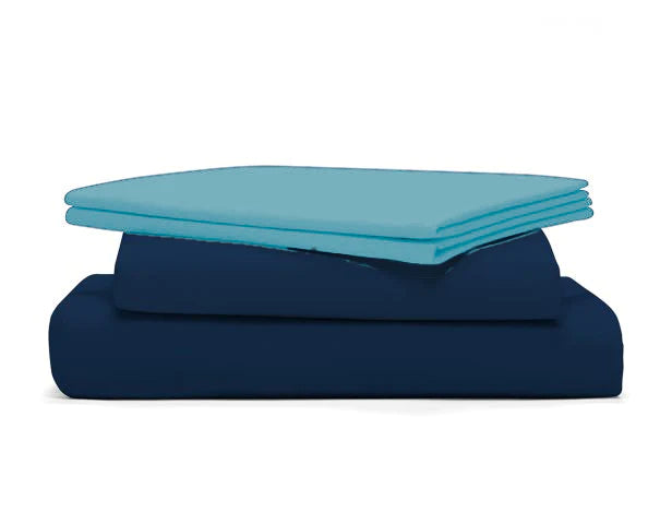 OVERSTOCK WHITESALE Percale Deluxe Sheet Set (Navy/B.Blue)