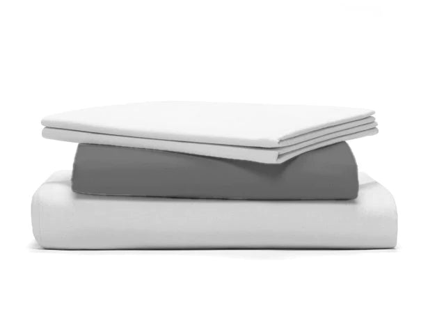 OVERSTOCK WHITESALE Percale Deluxe Sheet Set (Grey/White)